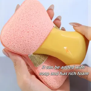 2 Pack Exfoliating Bath Sponges, Non-Slip Shower Storage Strap, Adjustable Hanging Rope, Fits Standard Soap Bars, Wet Use Hygiene Solution, Exfoliating Shower Scrubber, Thickened Soft Sponge