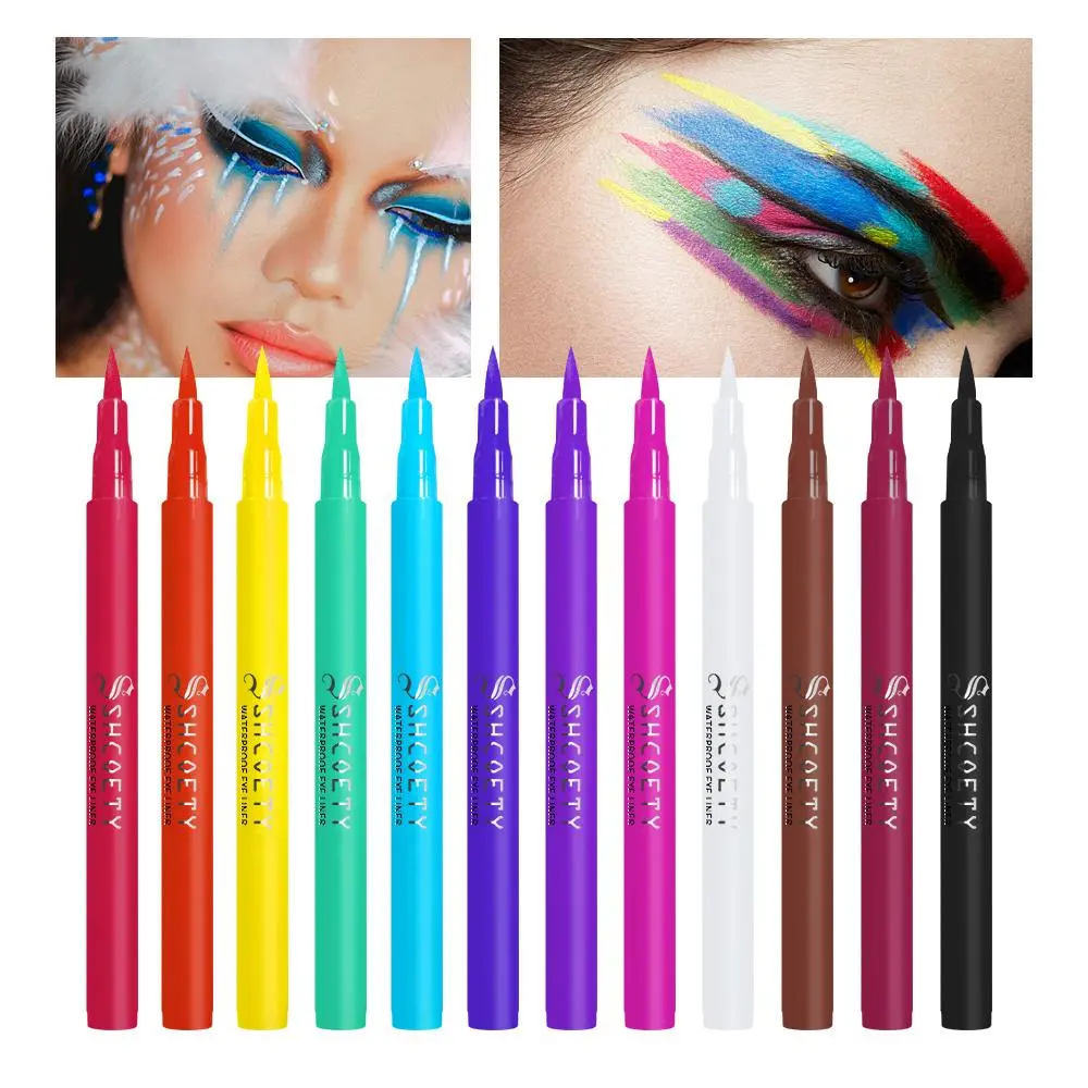 Waterproof Liquid Eyeliner, 12pcs Long Lasting Matte Eyeliner, Quick Drying Eyeliner Pen, Longwear Eye Liner, Professional Daily Makeup Accessories, Eye Makeup Supplies