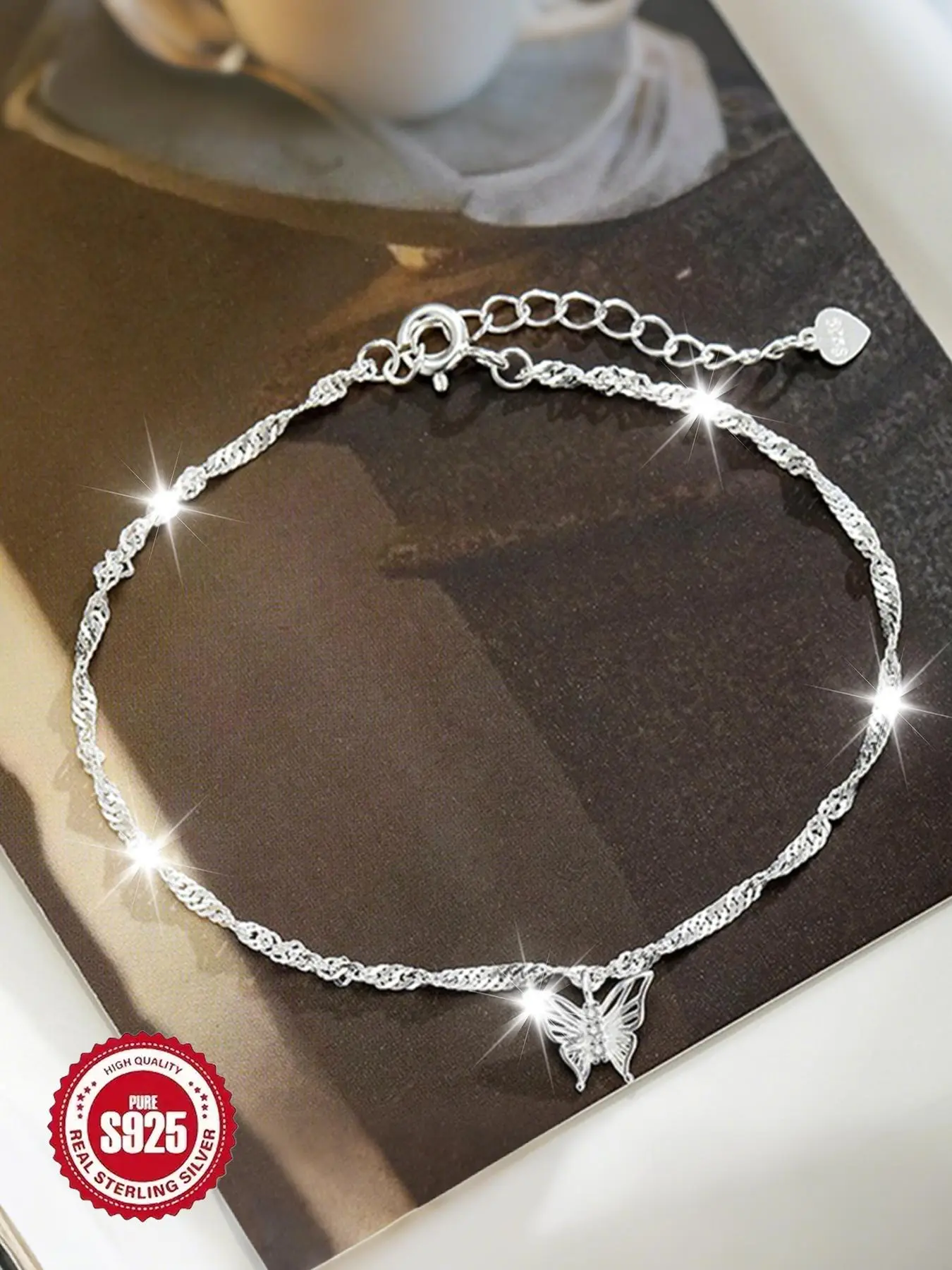 S925 Sterling Silver Butterfly Design Adjustable Bracelet, High Quality Fashionable Elegant Bangle Accessories for Women & Girls, Trendy All-match & Exquisite Jewelry for Birthday Gift Adjustable Stacking Bangle Bracelet