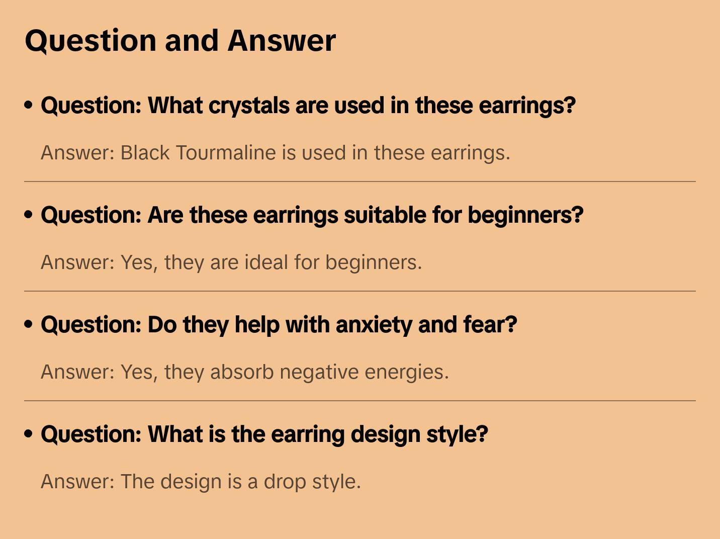 AYANA Black Tourmaline Earrings for Protection, Grounding & Energy Shielding – Root Chakra Crystal Jewelry, Ideal for Capricorn & Scorpio Strength