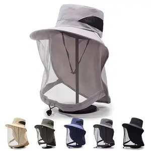 UPF50+ Sun Protection Bucket Hat with Full Face Neck Flap and Mesh for Men Women Outdoor Hiking Fishing Cap