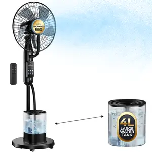 Mister Cooling Fan, 5 Speeds 3 Modes Misting Standing Fan, 4L Large Water Tank Floor Fan with Remote for Home, Bedroom, Patio, Outdoor
