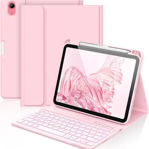 iPad A16 11th 10th Gen Case with Keyboard, 7 Colors Backlight, Detachable Folio, Smart On/off, Pen Holder, 10.9 Inch 2022