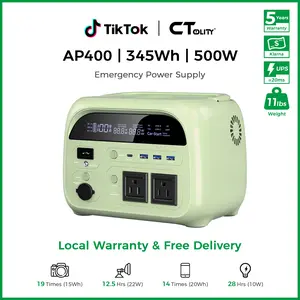 [Summerfinds]CTOLITY AP400 Sage Green Portable Power Station 345WH 500W – Reliable Power Supply for RV, Home Backup, and Outdoor Adventures, Fast Charging, Lightweight & Portable