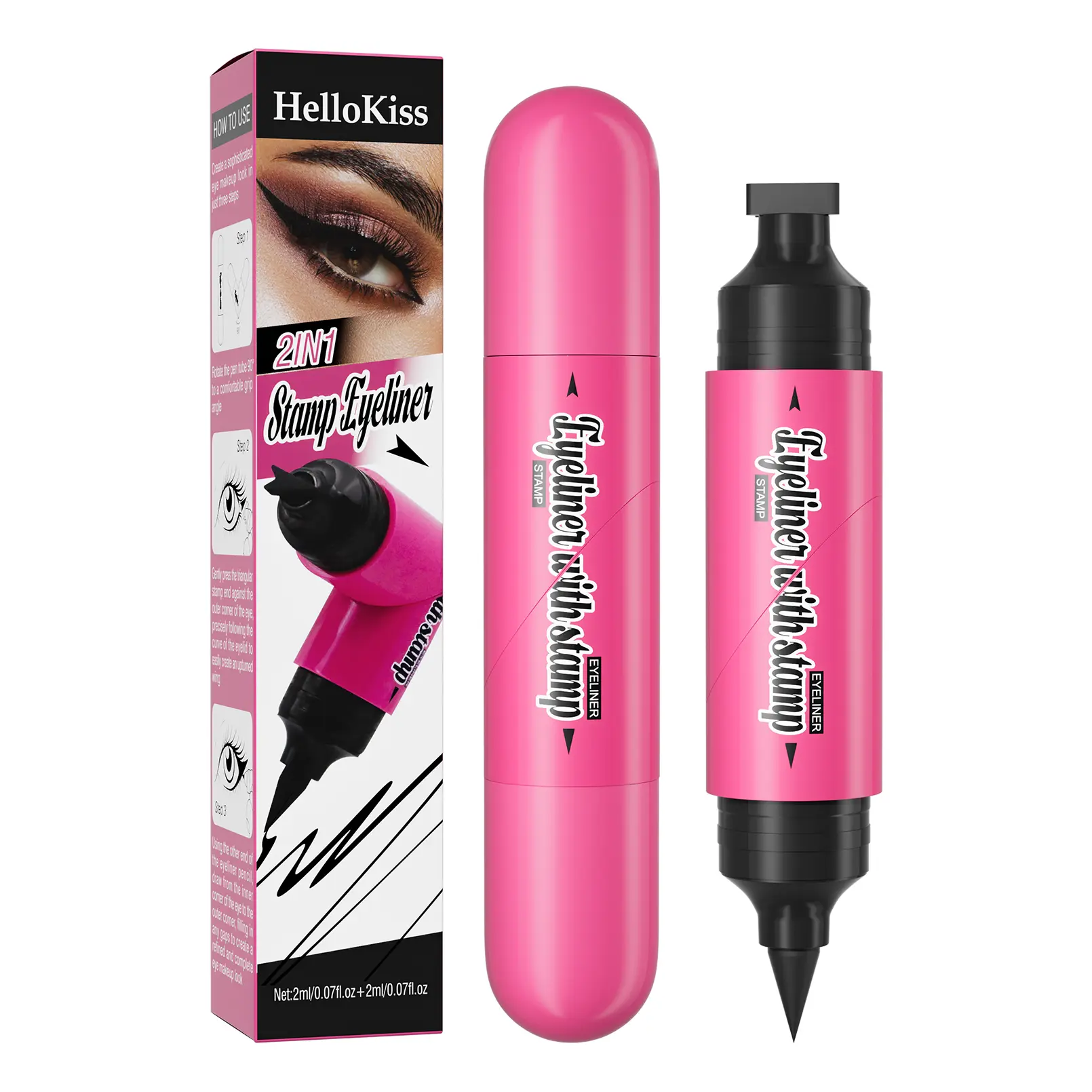 Rotating Eyeliner Stamp Pen – Dual-Head Design with Wing Stamp, Quick-Dry, Long-Lasting, Smudge-Proof for Easy Cat Eye, Sharp Winged Lines & All-Day Makeup Wear - Beginner Friendly Everyday Makeup Tool for Women, Women's cosmetics, Makeup tools.