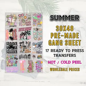 Summer Gang Sheet, Summer DTF Transfer Ready For Press, Summer Transfers, Heat Transfer, Summer DTF Prints, Beach, Summer Premade Gang Sheet