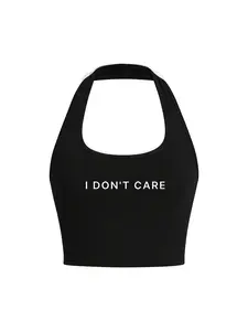 Women's Y2K Style Halter Backless Cropped Tank Top, Sleeveless Shoulder Cut Out Design, Slim-Fitting Summer Vest for Daily Wear