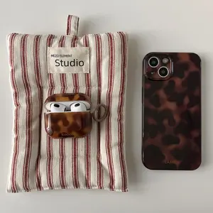 Leopard Phone Case with Earphone Case, Phone Protective Cover, Protector, Decorative Smartphone Protector, Accessories, Protection, Compatible with Smartphone iPhone 17 16 15 14 13 12 11 X XS XR Pro Max Plus Air & AirPods
