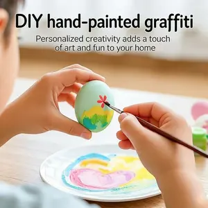 Children DIY Kit Hand-Painted Plastic Hollow Eggs, Realistic Coloring Toy, Kindergarten Craft Supplies, Easter Egg Gift, Small Gift for Kids