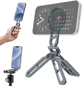 【LATEST Design】CAMOLO Magnetic Pocket Phone Holder Tripod Mount, MG05 Foldable Travel All in One,Compatible with Magsafe iPhone 15/14/13/12 Plus Pro Max Series, Upgrade Mini Cell Phone Tripod Mount Handle,Smartphone Desk Stand,Sports Friend Christmas Gift