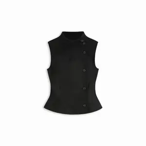 Cider Cotton-blend Asymmetrical Button Top