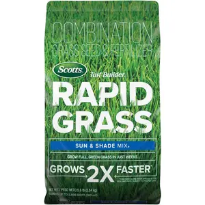 Scotts Turf Builder Rapid Grass Sun and Shade Mix - Combination Grass Seed & Lawn Fertilizer, Covers Up to 2,800 sq. ft., 5.6 lb.