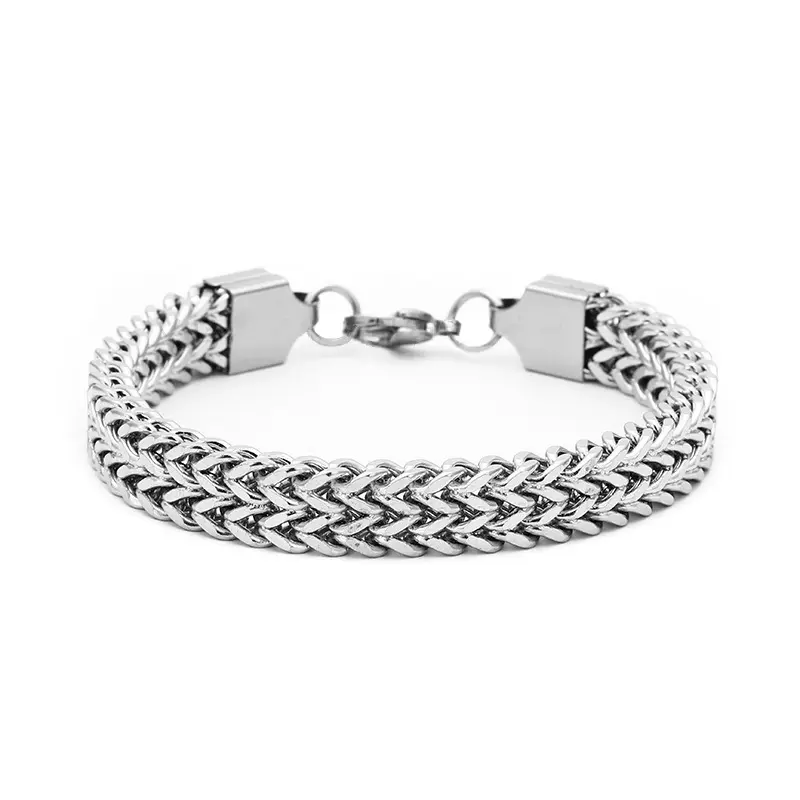 Unisex Stainless Steel Woven Chain Silver Sports Wristband Bracelet - Hypoallergenic, Tarnish-Proof All-Season Jewelry for Men, Daily Wear & Gifting, Bracelets, Silver Sports Wristbands, Hypoallergenic Jewelry, Modern Sports Wristbands tiktokshopbacktosch