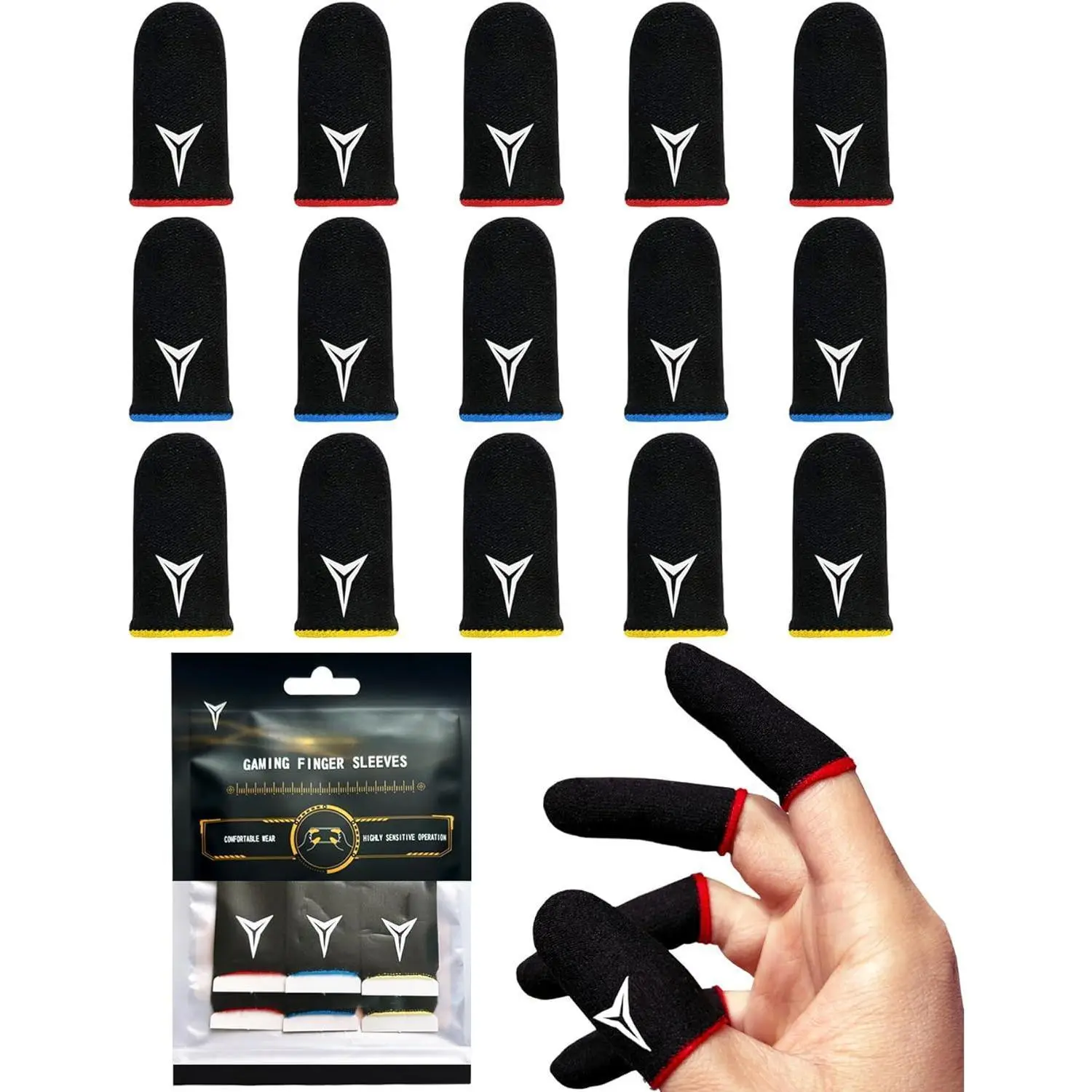 15-Pack Carbon Fiber Professional Gaming Finger Pads - Comfortable, Elastic Design, Ultra-Thin, Breathable, Sweat-Proof, Highly Sensitive, Smooth, Compatible with Smartphones & Console Accessories, Gamer Stuff