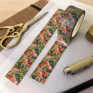 Washi Tape - Strawberry Mice - Botanical, Floral, Illustrated - Nature, Animal Paper Tape - 2cm x 10m - Scrapbooking, Journaling, Arts, Crafts - Cute, Fruit, Leaves, Mouse - Removable and Reposition-able