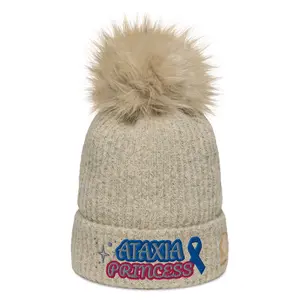 "Ataxia Princess" Pom-Pom Beanie - Soft Microfleece Lining, Faux-Fur Pom, Unisex Fit, Winter Gear for Cold-Weather Warriors