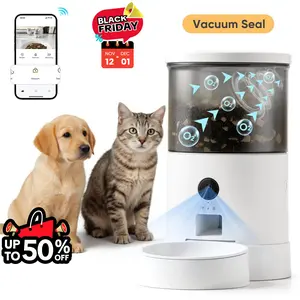 Warcat Smart Vacuum Pet Feeder with Camera, 4.5L Automatic Cat Feeder with Night Vision, 2.4G WiFi Dog Feeder with 2-Way Audio, Timed Feeding & APP Control, Jam-Proof Dry Food Dispenser for Cats & Small Dogs SpringShine SpringStatements SpringBreak