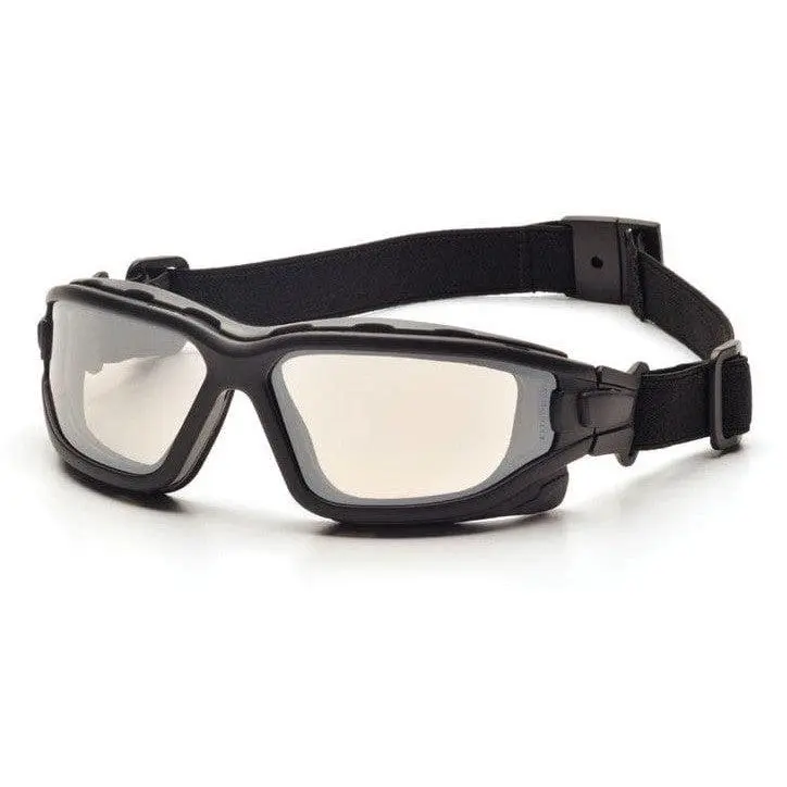 Pyramex I-Force Anti-Fog Safety Glasses - Black, Foam-Padded, Dual-Pane Mirror Lenses, Anti-Fog Coating, Quick Release Interchangeable Temples & Strap, Both Indoors/Outdoors Work Safety Gear for Construction