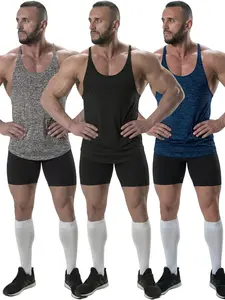 AGILELIN Men's Workout Stringer Tank Tops Athletic Quick Dry Y-Back Tops Bodybuilding Muscle Shirts for Gym 3 Pack Super Stretchy Fabric Breathable Lightweight