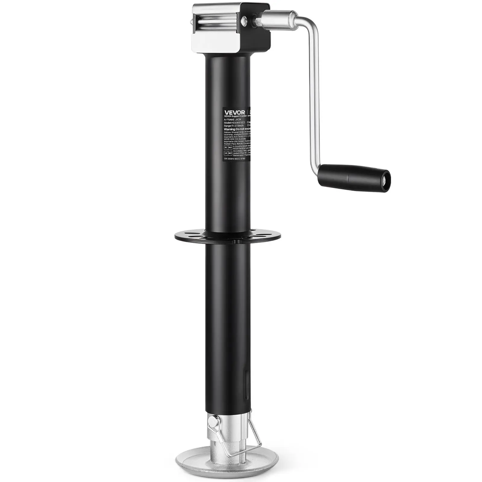 【Summerfinds】VEVOR 5,000 lbs A-Frame Trailer Jack, 15-in Vertical Travel Lift Jack with 7-Level Drop Leg, 7 Pre-Drilled Holes & Drill Socket, Cordless Drill Compatible Tools and Gadgets for Utility Trailers, Work Tools, Vehicle Accessories, Boats, 11-37.5