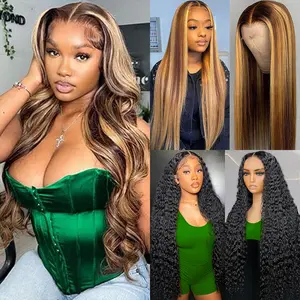 [Combo sale 30"&30"&30"] Buy 1 get 3 wig Lace Front Wig Human Hair Highlight 13x4 HD Lace Front Wigs Human Hair Body Wave Wig 180% Density 4/27 Colored Frontal Wigs