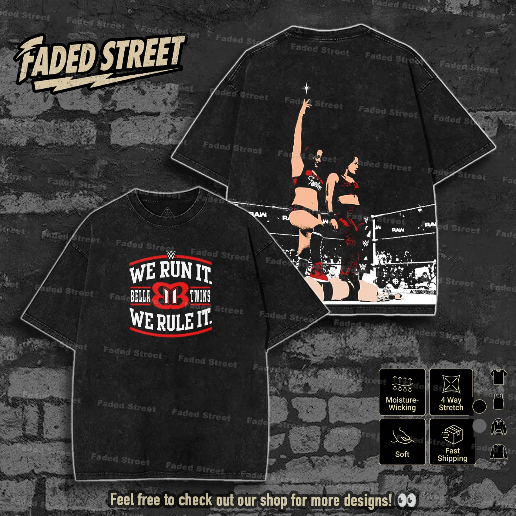 THE BELLA TWINS WASHED TEE, Wrestling Graphic Tee, Wrestler Shirt, Sports Shirt, Vintage Wresting Shirt, Wrestling Gift tshirts Menswear Top