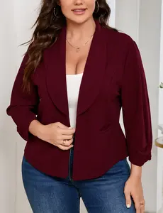 Clearance! Women's Plus Size Open Front Blazer, Ruched Sleeve Shawl Collar Casual Cardigan