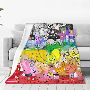 BFDI Battle for Dream Island Flannel Blanket, Soft Lightweight Warm Cozy Fleece Throw for Kids, 50inX40in Black Couch Bed Sofa Blanket, Ideal Gift, Flannel Blankets