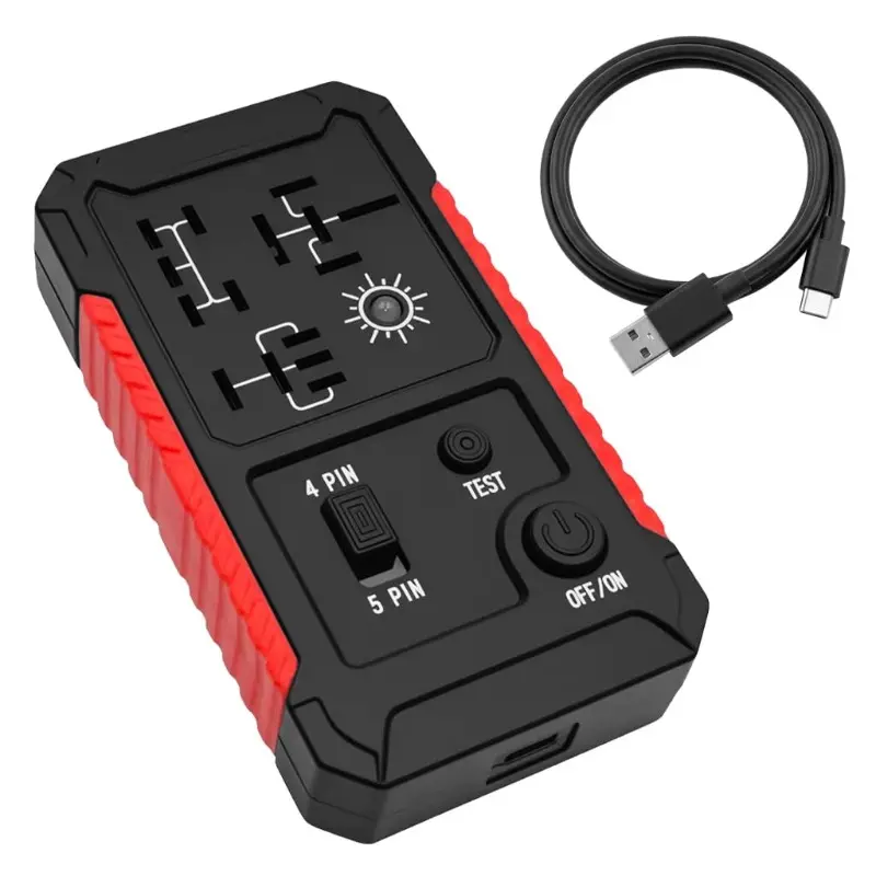 GJANSH DC 12V Automotive Relay Tester for 4PIN and 5PIN Testing, USB Rechargeable Car Relay Voltage Tester with Switch & Light Indicator, 5V DC, 1A-2A Input, Universal Relay Tester Device