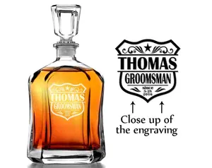 ONE Personalized Wedding Party Custom Engraved Glass Decanter Bride Groom Wedding Favors Personalized Decanter for Groomsmen Best Man Father