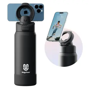 Insulated Magnetic Water Bottle - Reusable Stainless Steel Bottle with MagSafe Compatible Phone Holder - Keeps Cold for 24 Hours - Perfect for Gym, Sports, and Travel
