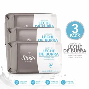 Sheló Nabel Leche de Burra Soap – Pack of 3 (3.5 oz Each) | Gentle Cleansing Bar for Soft, Smooth Skin