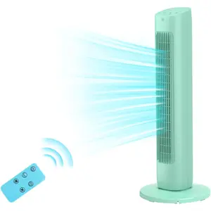 R.W.FLAME Tower Fan 85°Oscillating Quiet Cooling 15H Timer Remote Control Powerful Standing 3 Wind Speed 2 Wind Modes LED Display Bladeless Portable LED Display,Bedroom Office, Green