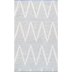 Simplicity Aqua and Ivory Handwoven with Cotton Area Rug