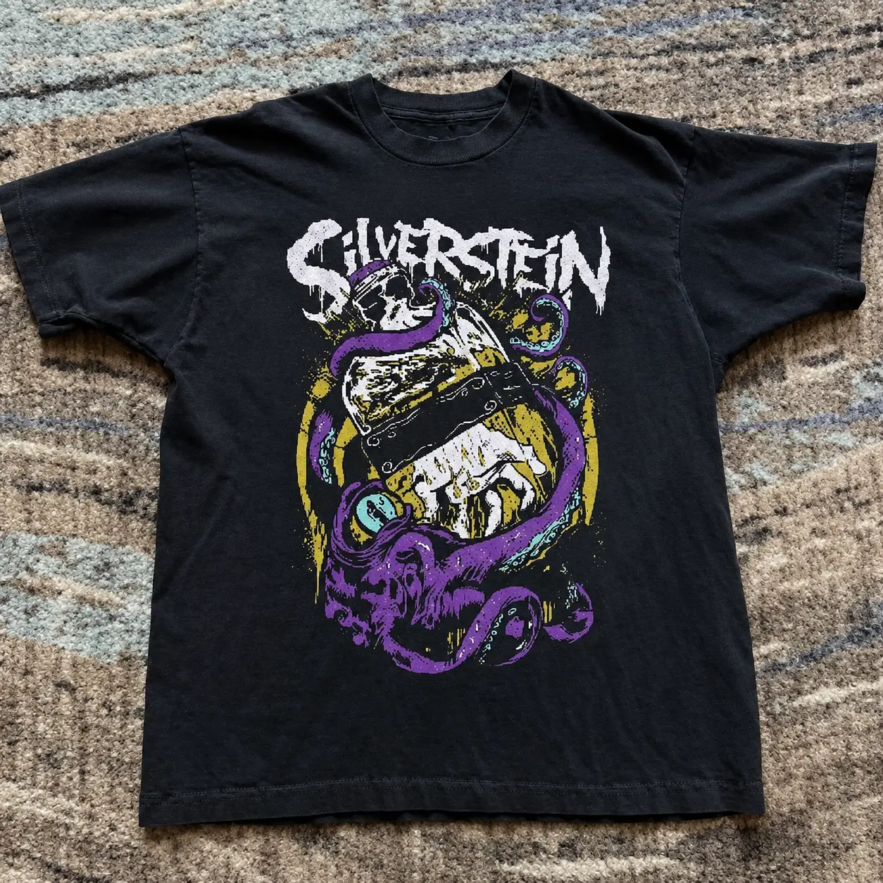 Silverstein Black Band T-Shirt, Emo Post Hardcore Printed Graphic Tee, Y2K Canadian Rock Band Merch Heavyweight Cotton Graphic Baby Tee, Short Sleeve Unisex Black T-Shirt Top