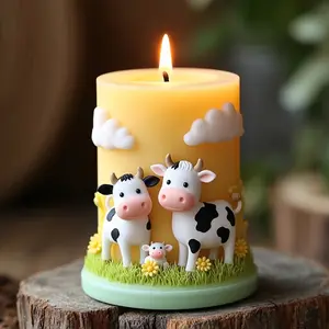 Cow Parent-Child Cloud Candle Silicone Mold, Mother Son Embrace Grass Small Flower 3D Aromatherapy Mold, DIY Craft Tool, Handmade Crafts