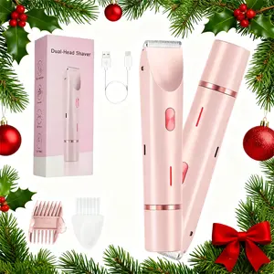 2in 1 Electric Shaver, Dual-Head Hair Removal, Women Bikini Trimmer, Designed for Full Body Hair Removal, USB Charging, Convenient to Carry, Gentle Touch, Electric Hair Trimmer and Razors for Bikini, Armpit, Leg and Body Hair Removal