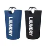 115L Round Modern Oxford Fabric Laundry Basket - Freestanding Tall Open-Top Home Supplies Floor Bin, Waterproof Polyethylene, Foldable, Handle-Equipped Single Compartment Clothes Storage Basket Bag for Bathroom (Black) with Comfortable Grip