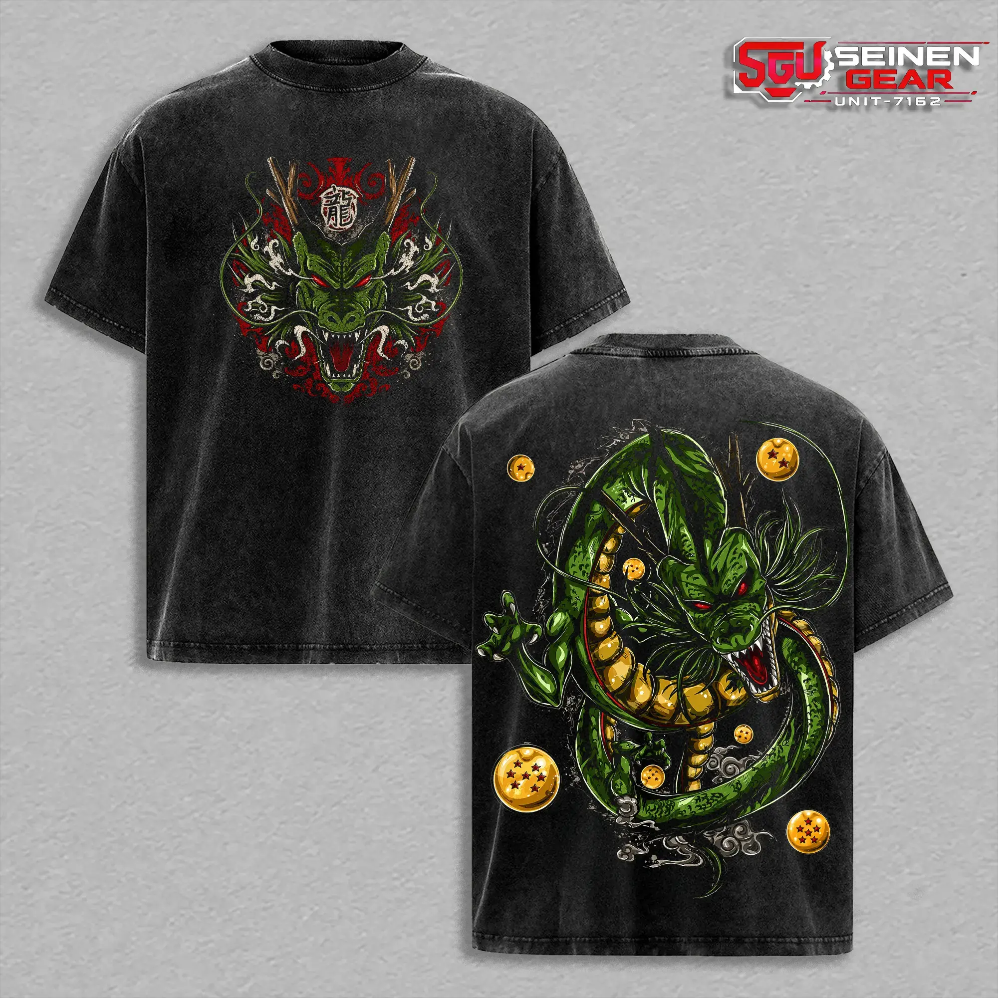 Shenron DBZ Vintage Washed Oversized T-Shirt, Eternal Dragon Graphic Tee, Unisex Anime Streetwear Shirt, Heavyweight Cotton Top Outfit for Men, Gift for DBZ Fans, 90s graphic good tees Casual American Short Sleeve Unisex T-shirt,Gym & Streetwear