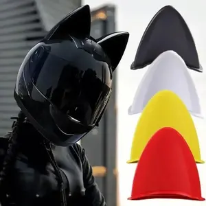 2pcs Cute Cat Ear Universal Removable Plastic Adhesive Decals - Motorcycle & Bike Headgear Decor, Automotive Sticker Accessory, Cute Ears