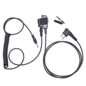 Push-to-Talk Cable with 3.5mm Audio Adapter - PTT Button for Kenwood K1 and Baofeng Waterproof Radios - Compatible with 3.5mm Electronic Earmuffs (Clip with Velcro, Two Pin Yaesu for FT65R w/Velcro)