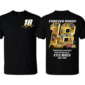 Kyle Busch Tribute with Jesus Shirt, NASCAR Legend Memorial Tee, RIP Rowdy Shirt, Vintage NASCAR Tribute Top