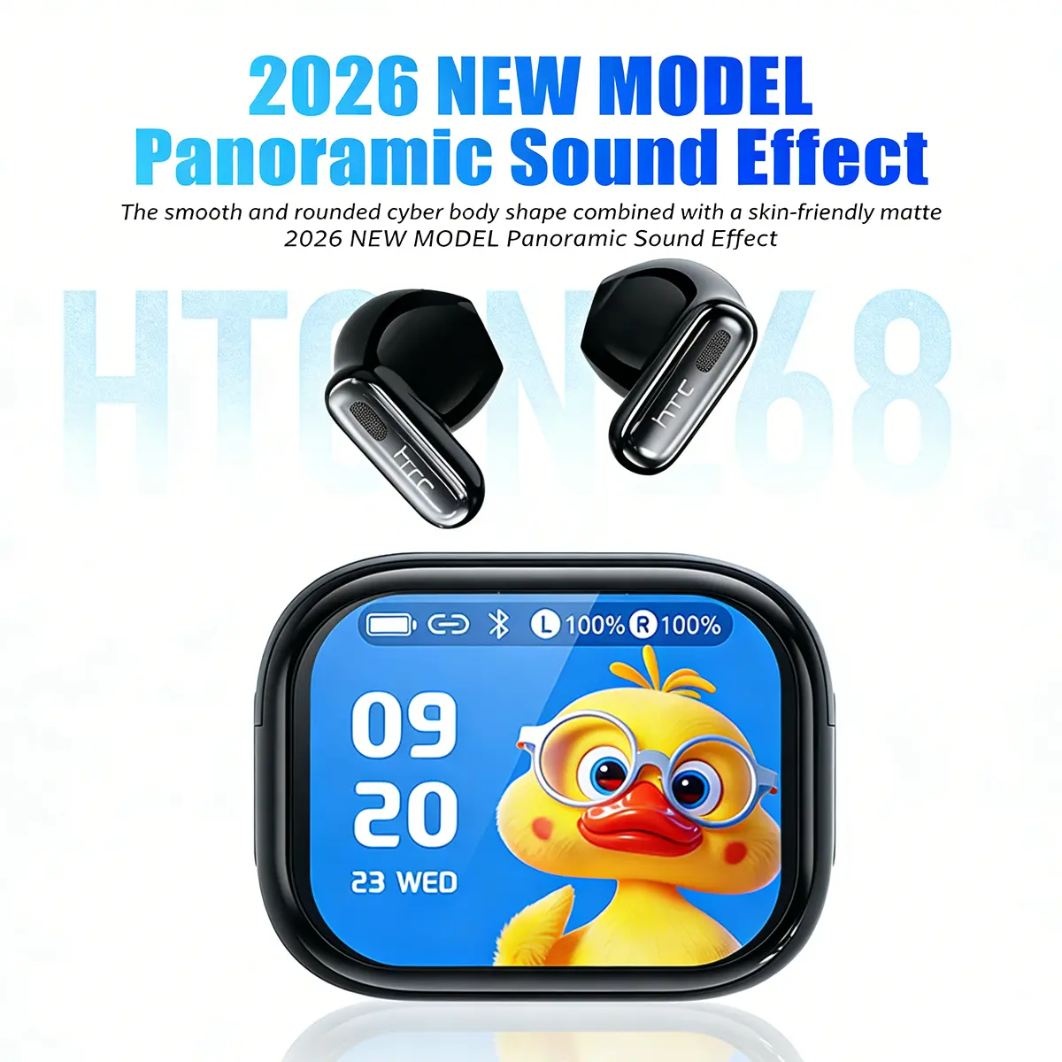 HTC NE68 TWS Earbuds with LCD Screen, Bluetooth 6.0 True Wireless In-Ear Earphones Sport Audio Earbud Audifonos Bluetooth Wireless Headphones Noise Cancelling Headphones Gamingheadset