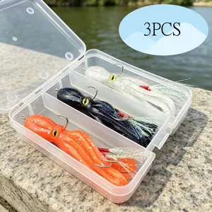 3-Pack Octopus Lures, 3D Lead-Head Bionic Baits, Ideal for Sea Fishing & Boat Fishing, Essential Soft Lures for Angling Enthusiasts