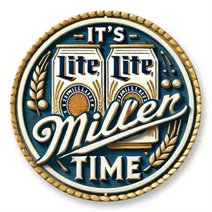 Vintage Beer Time Sign, Round Beer Themed Aluminum Sign, Wall Decor for Home Bar Coffee Shop, Home Decor, Room Decor, Bar Decor, Western Decor, Living Room Decor