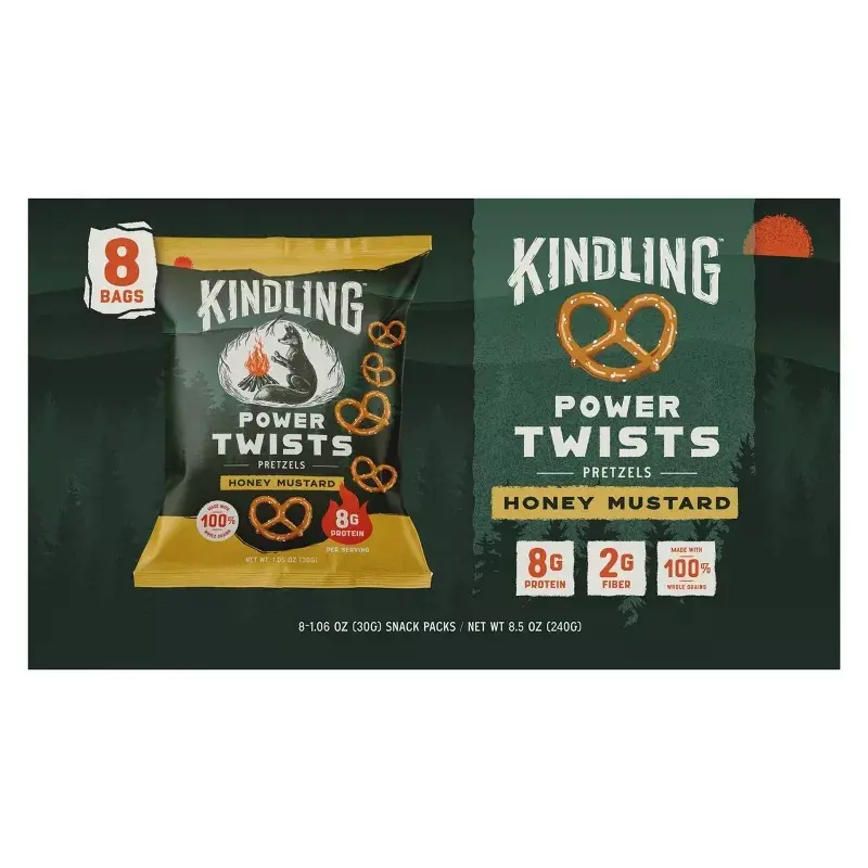 Kindling Power Twists Honey Mustard Pretzels - 1.06oz/8pk