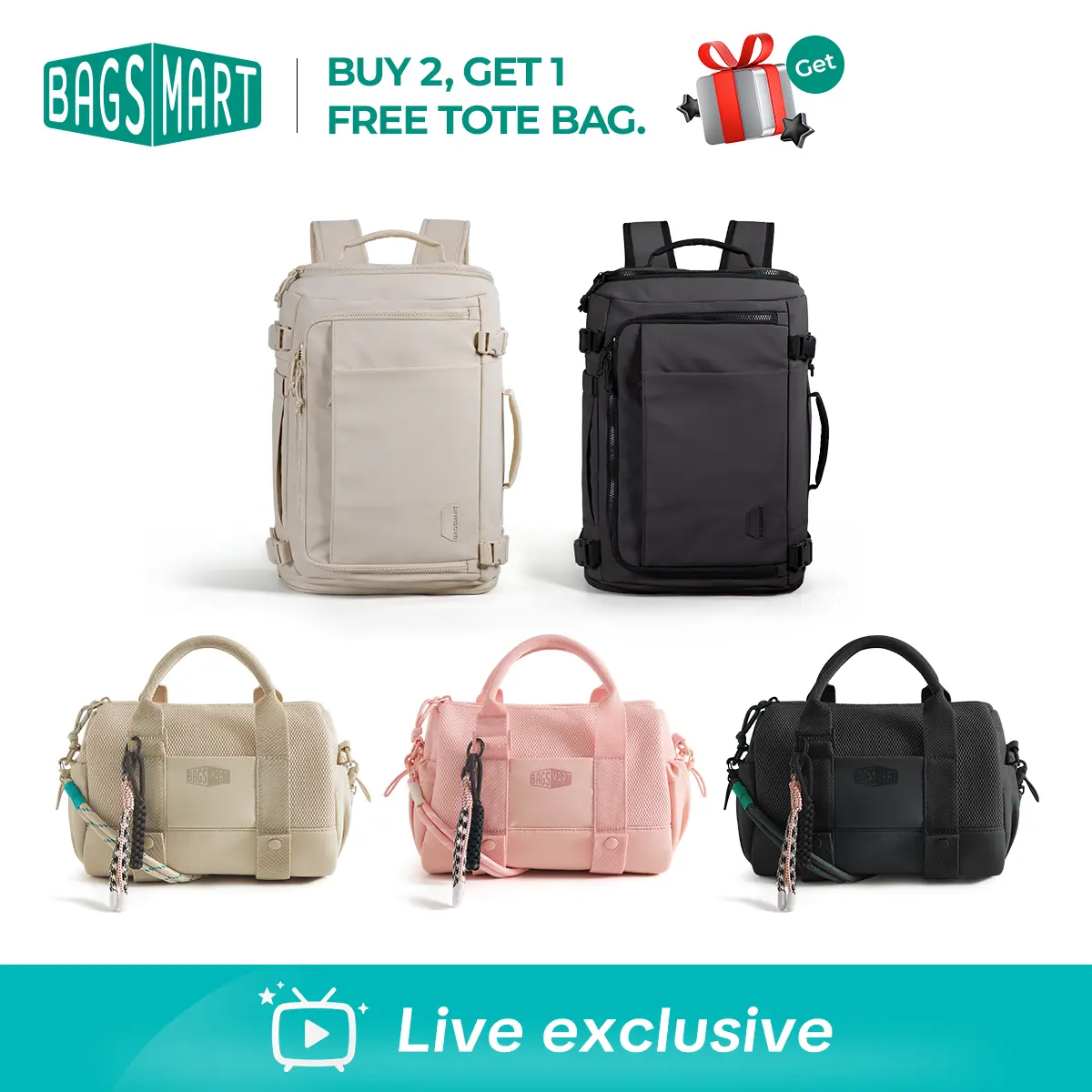 【Live exclusive】BAGSMART Holiday Gift Guide for Bag Lovers Blast Carry-On Backpack 15.6" Laptop 38L Airline Approved & Reiki Mini Gym Bag 9.84"x5.9"x6.69" 5.5L Ideal for Travel Gym Daily  Annual Premium Picks summerwins