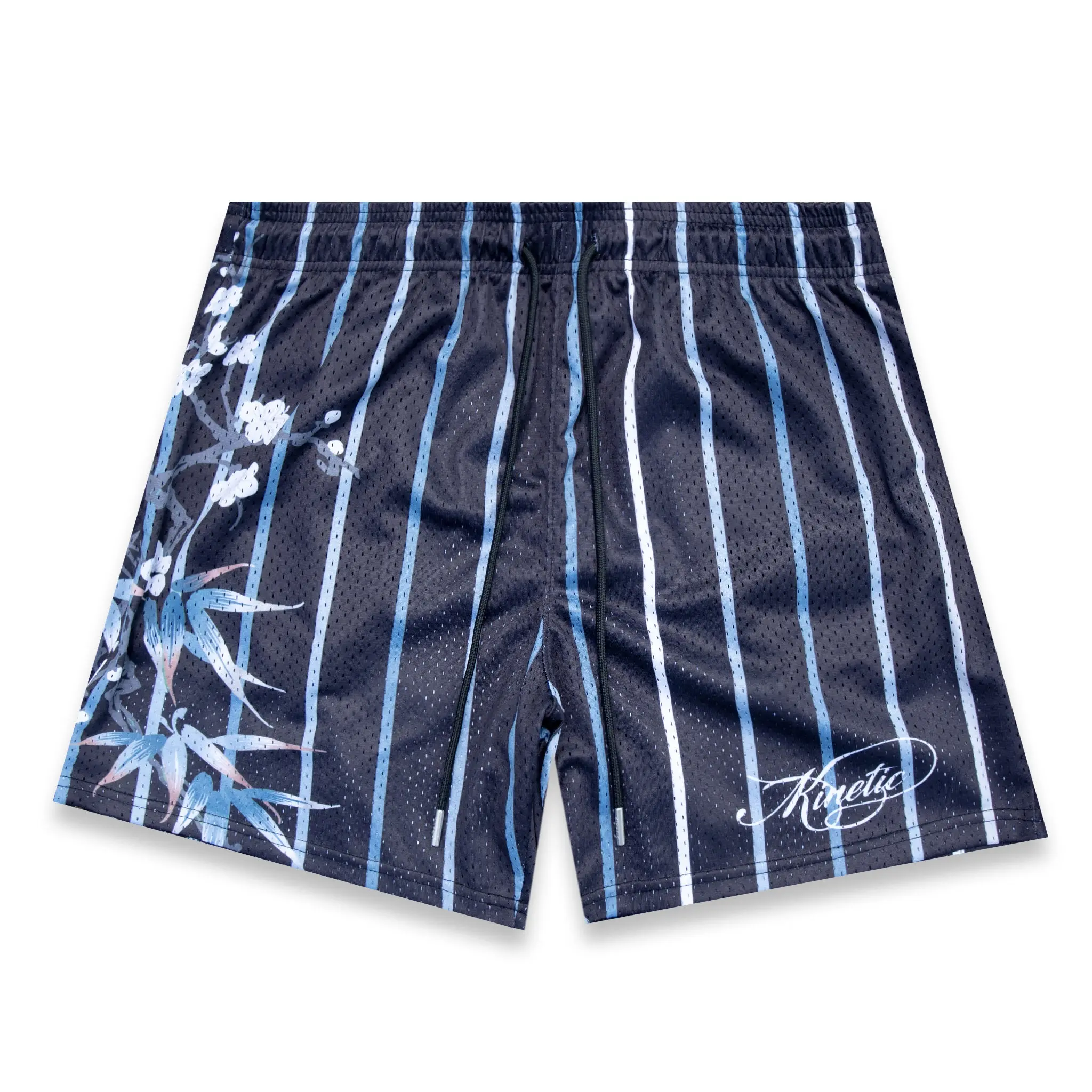 Floral Stripe Fundamental Short Vintage Racing Pinstripe Mesh Basketball Shorts