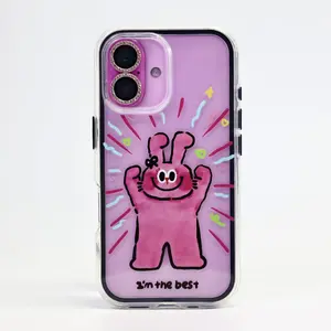 Suitable for iPhone case 17 16 15 14 13 12 cute rabbit silicone phone case,iPhone 16 15 plus pink rabbi silicone male and female phone case