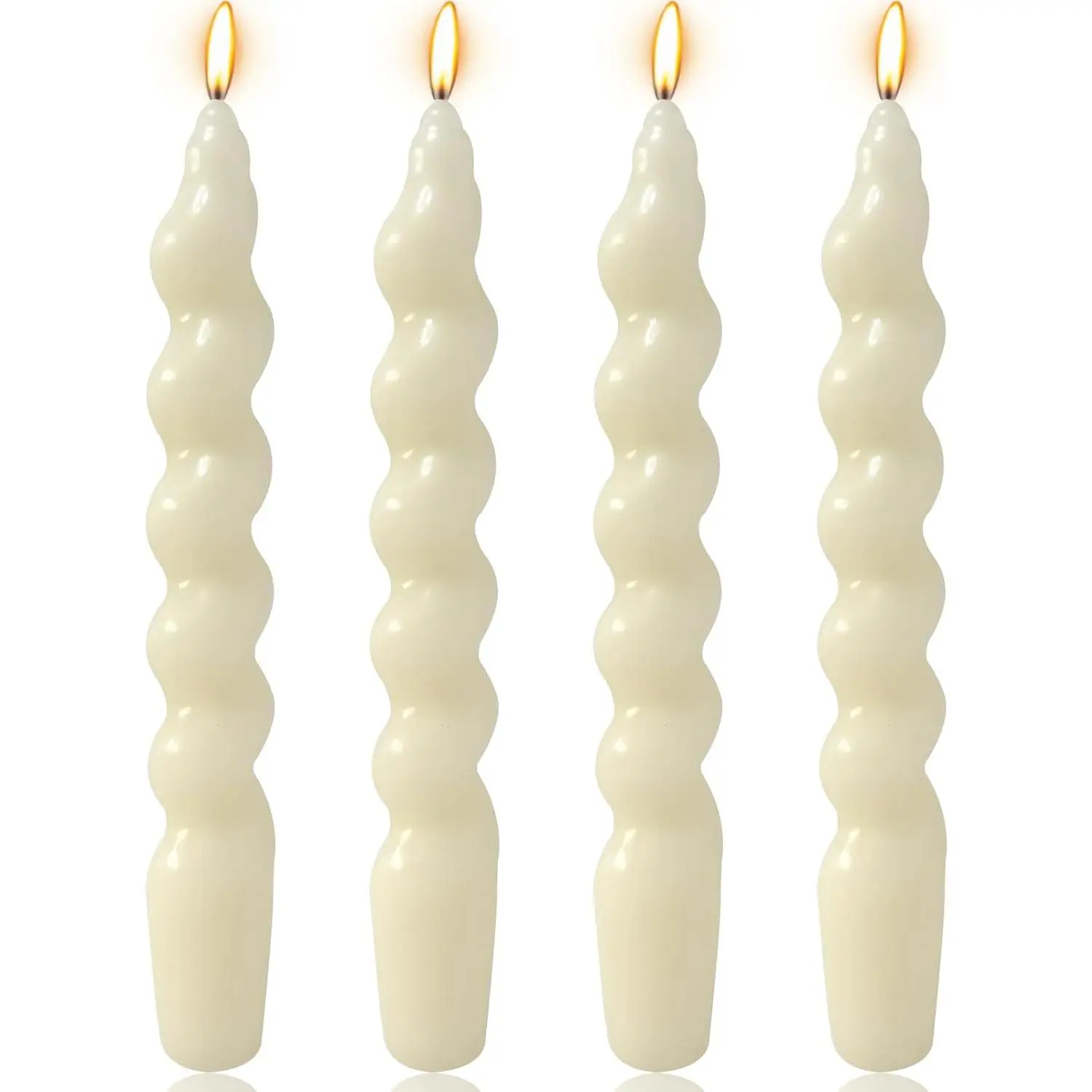 7-Inch Fat Wax Spiral Taper Candles, 4-Pack Unscented Dripless Ivory Twisted Candlesticks for Home Decoration, Candle Decoration, Party Use